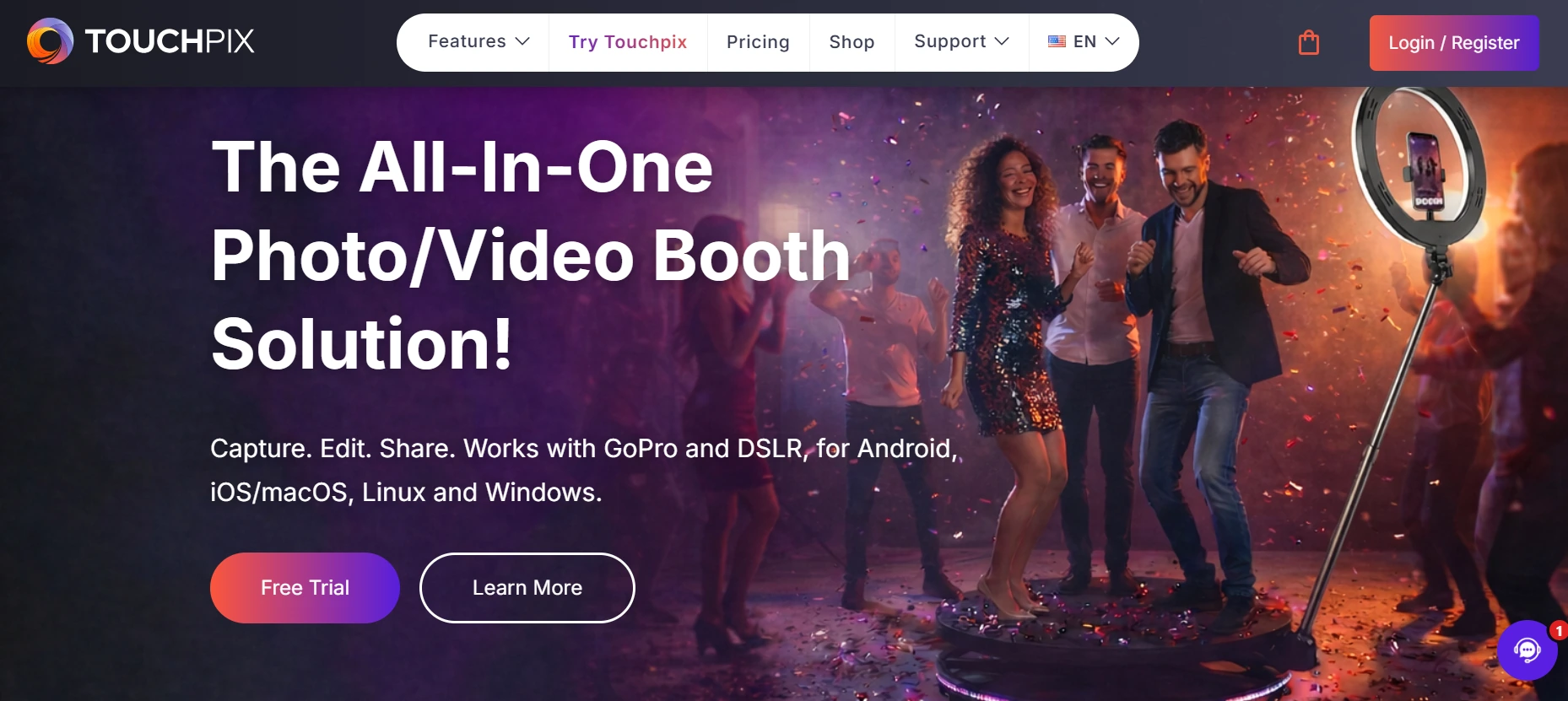 5. TouchPix: Best for 360-Degree Spinning Arm Video Booths
