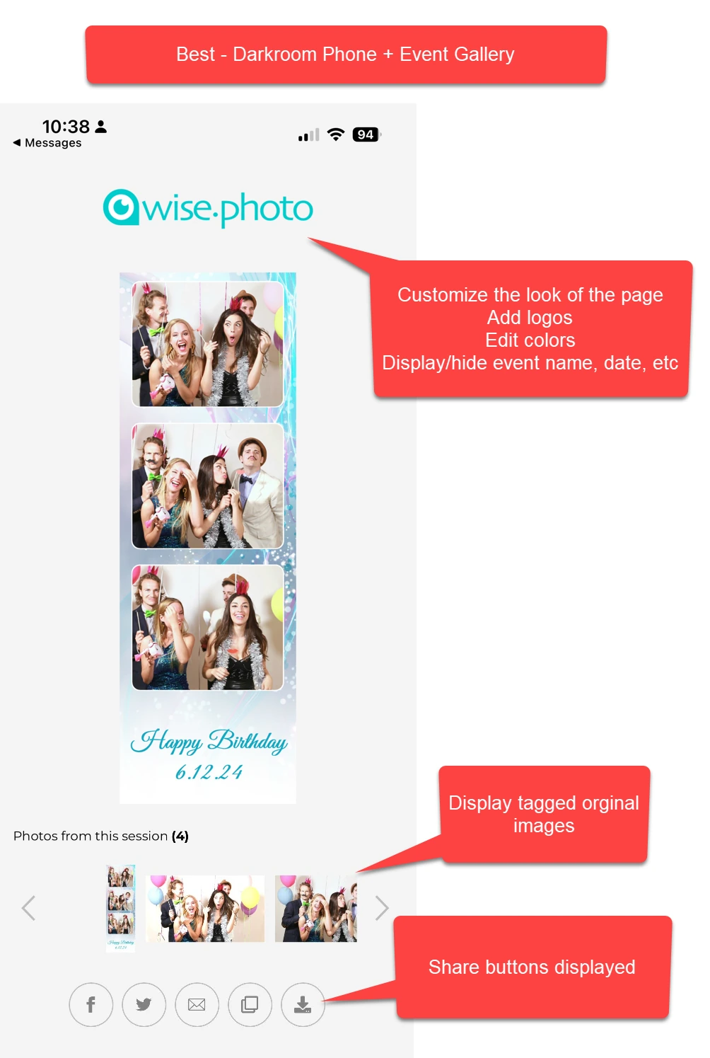 Sharing photos at the event shouldn't depend on the venue's Wi-Fi