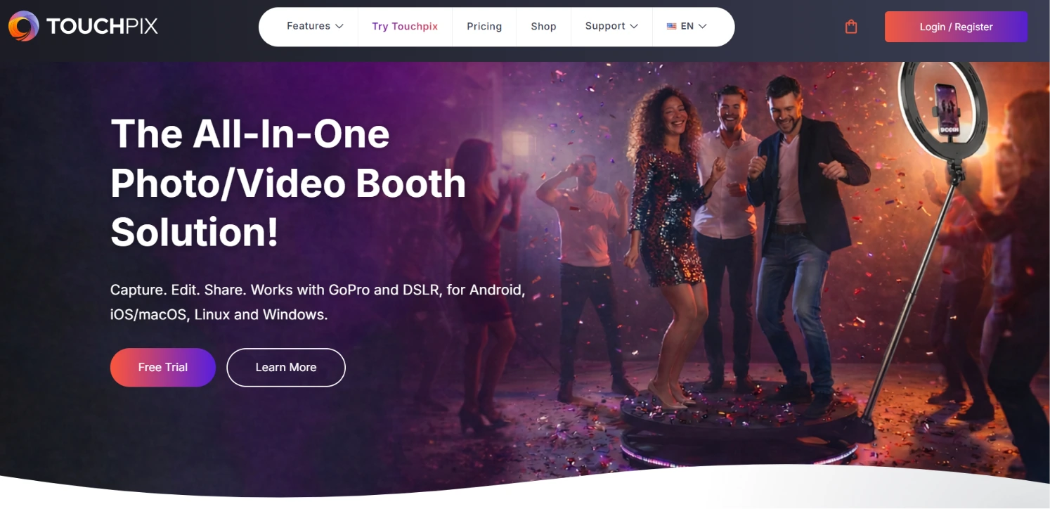 4. Touchpix — Best for 360 Video Booth Operators Running High-Volume Spinning Experiences