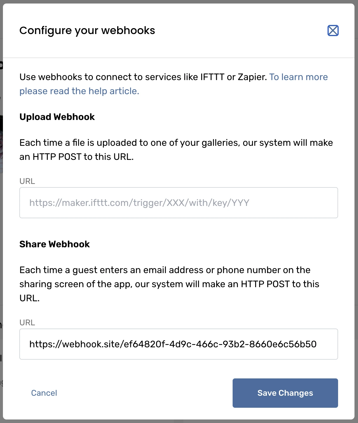 Sharing, galleries, and lead capture