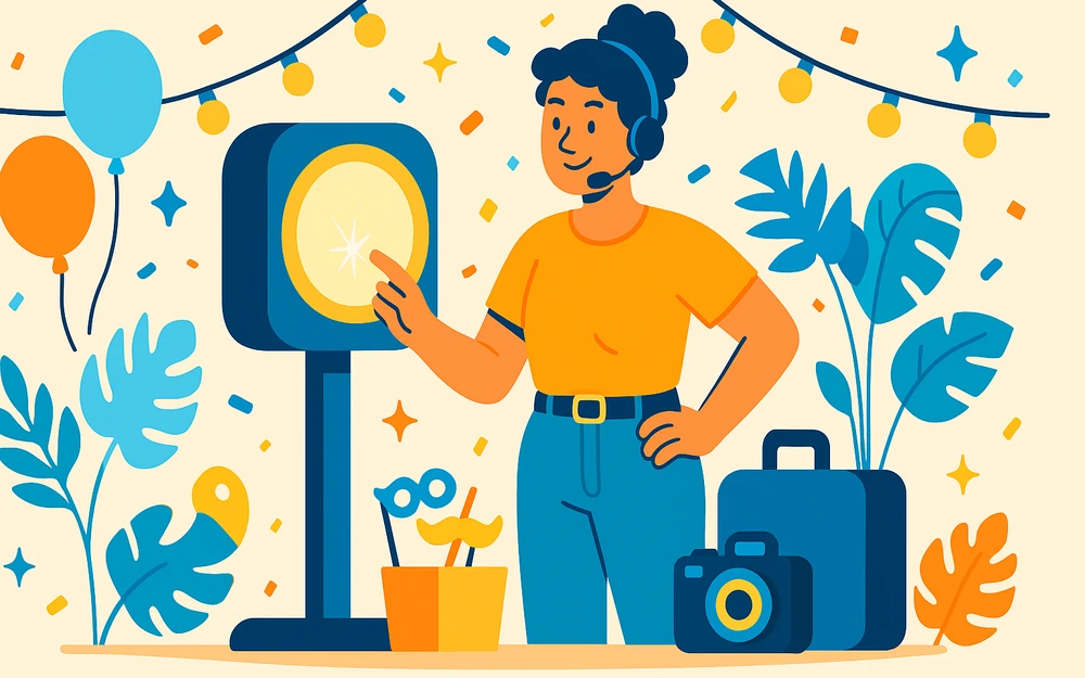 An event professional running a photo booth with confidence