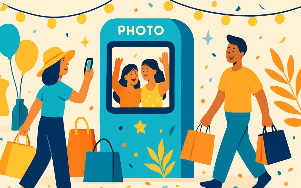A photo booth activation inside a bright retail store