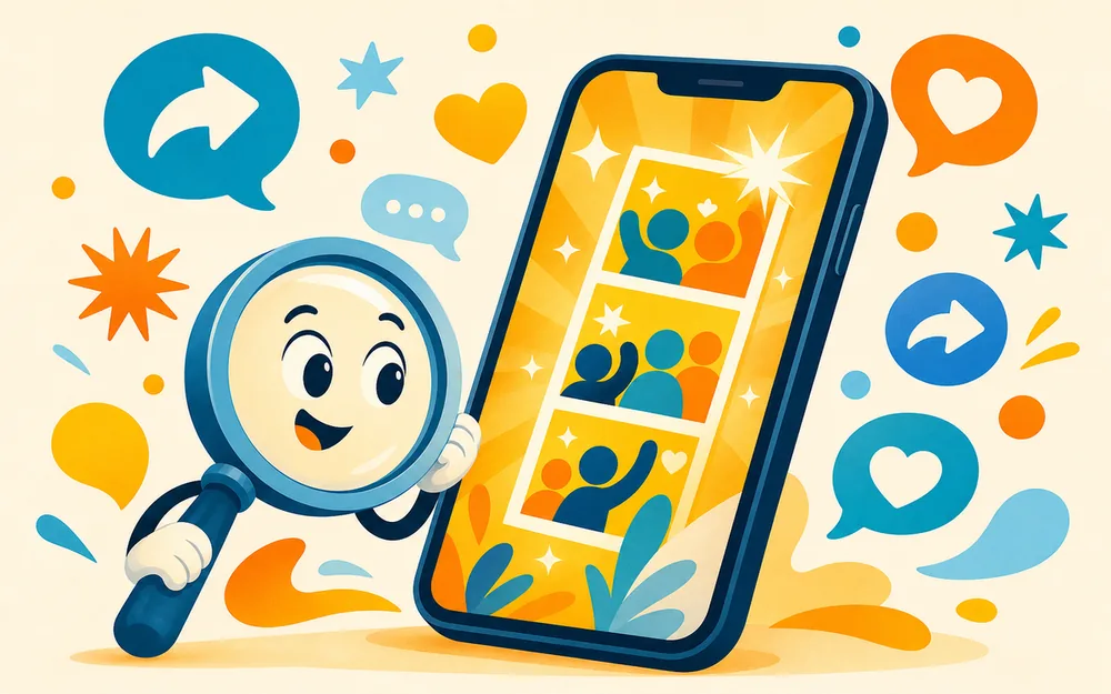 A magnifying glass inspecting the ChackTok app