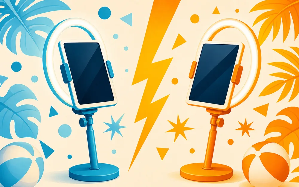 Two iPad photo booths squaring off