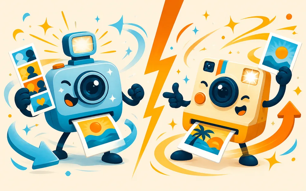 Two photo booth apps facing off with AI sparkles