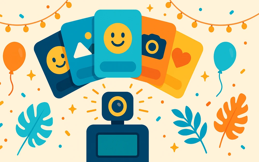 A fan of photo booth app screens shown as alternatives to Snapbar